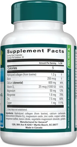 Vista 2 de Genacol Huesos y articulaciones: calcio, vitamina D3, boro y colágeno ultrahidrolizado, vitaminas para huesos y articulaciones, 90 cápsulas