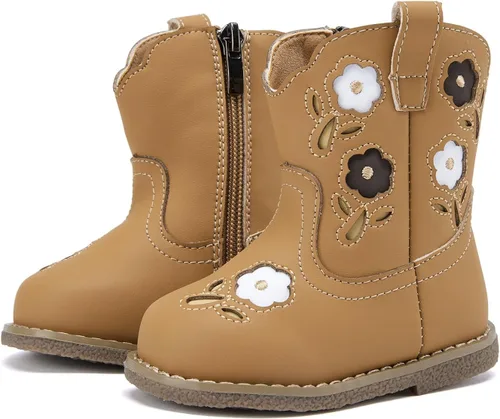 Vista 14 de BMCiTYBM Botas de bebé vaqueras para niño y niña, botas vaqueras occidentales para bebé, botas de vaquero para bebé con punta redonda, botas