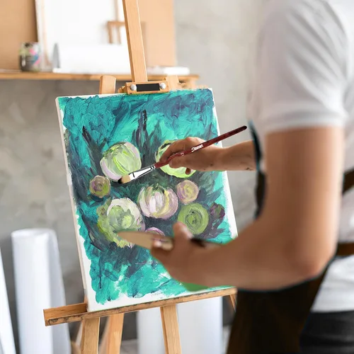 Vista 4 de Sdanart Juego de 12 pinceles de pintura acrílica, 6 pinceles profesionales de punta redonda y 6 pinceles filbert para artistas de acuarela