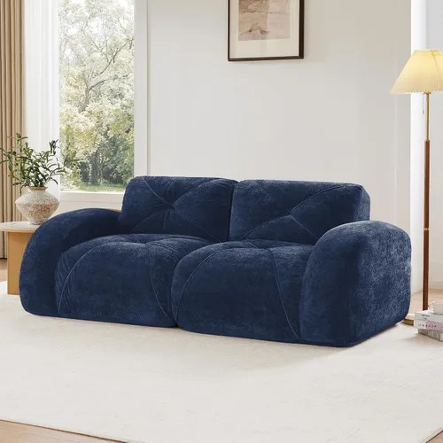 Vista 10 de Velvet Boneless Couch with Ottoman, 80 in Velvet Reversible L Sectional Sofa Overstuffed 32D Boneless Cloud Couch,No Assembly Need, for Small Spaces