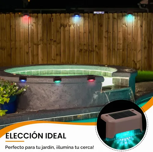 Vista 6 de Geelin 32 Luces Solares para Terraza al Aire Libre, Luces LED Solares Impermeables para Escalones y Cercas para Escaleras, Escalón, Barandilla