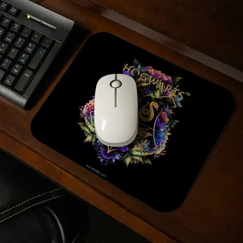 Vista 2 de Harry Potter Hogwarts Floral Crest - Alfombrilla de mouse de goma fina de perfil bajo
