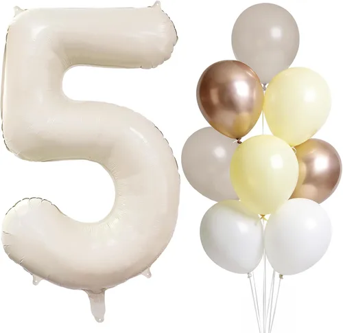 Vista 21 de Globo color crema número 1 de 40 pulgadas, color beige nude, número 1, con globos de arena blanca, globos beige nude champán, crema neutra