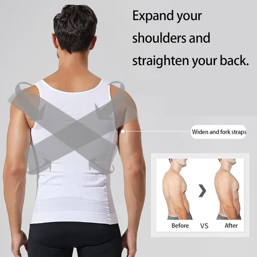 Vista 3 de ADEK SHAPERLUV - Camiseta de compresión para hombre, camiseta de compresión para adelgazar, camiseta de entrenamiento, camiseta sin mangas