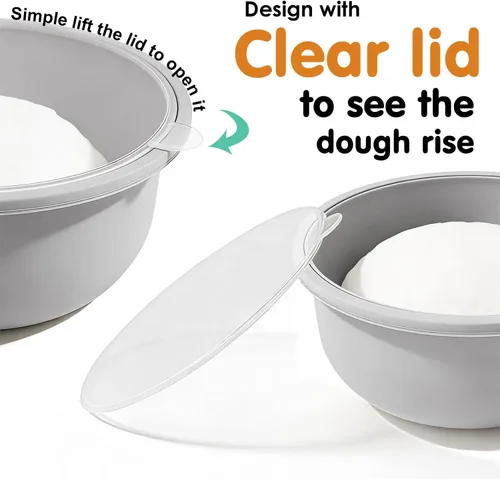 Vista 5 de 3 recipientes apilables de silicona para prueba de masa de pizza con tapas, caja a prueba de masa de pizza de 23.7 fl oz para la cocina del hogar