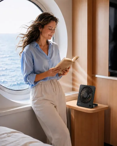 Vista 4 de EasyAcc Ventilador de viaje de 6000 mAh, ventilador de escritorio USB
