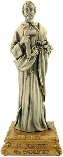Vista 26 de Estatua de estatua de estatua de peltre de Nuestra Señora de Gracia sobre base de tono dorado, 4 1/2 pulgadas