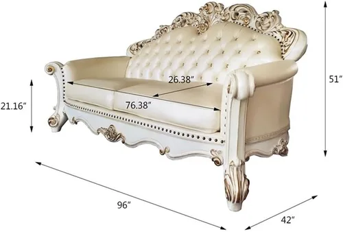 Vista 3 de Acme Vendome Sofá con 5 Almohadas en PU Champagne y Acabado Perla Antigua