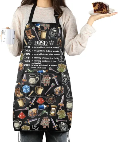 Vista 6 de MNIGIU Game Lover Delantal de cocina Juego Fantasía Gamer Regalos D Master Delantal de cocina Dragón Regalo D Dragon Gamer Merch