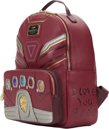 Vista 2 de Loungefly Marvel Avengers Iron Gauntlet Infinity Saga Hero Mini Mochila, Rojo -, Bolso de hombro