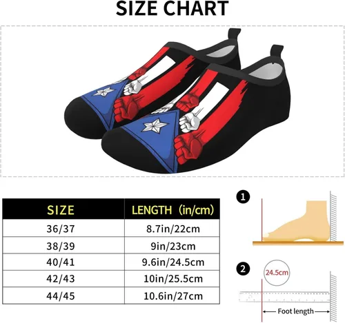 Vista 7 de Zapatos de agua con logotipo de la bandera puertorriqueña, zapatos de agua para ejercicio al aire libre, zapatos de secado rápido, zapatos descalzos