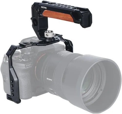 Vista 10 de NICEYRIG Jaula compacta para Sony Alpha 7V / 7R V/Alpha 7 IV/Alpha 7S III con riel NATO doble zapata fría - 497