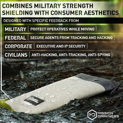 Vista 4 de Mission Darkness Dry Shield Faraday - Funda seca delgada impermeable para teléfonos celulares + forro de blindaje RF, bloqueo de señal, antirastreo