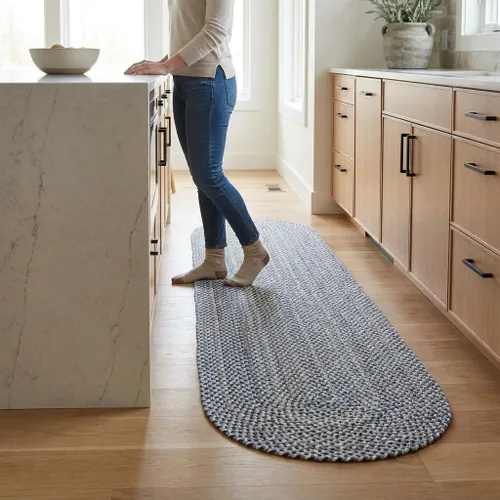 Vista 44 de Super Area Rugs - Alfombra trenzada de algodón de tres colores para granja, estilo búfalo a cuadros, negro, blanco, gris, 2 x 3 pies, rectangular