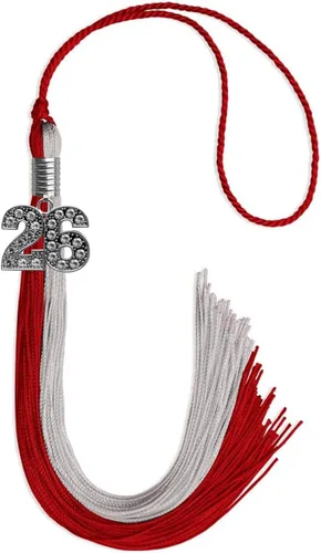 Vista 12 de Endea Graduation Borla de doble color con dije de plata brillante (negro/oro antiguo, 2025)