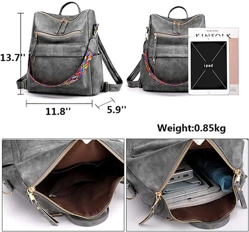 Vista 3 de Bolso de viaje de la moda de las mujeres bolso del diseñador multiusos bolso de las señoras Satchel PU cuero bolsos de hombro gris