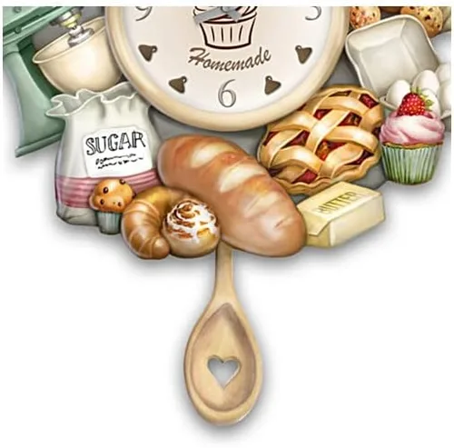 Vista 3 de The Bradford Exchange Reloj de pared de cocina casero de felicidad, dedicado a la alegría pura de hornear deliciosas golosinas (marrón)