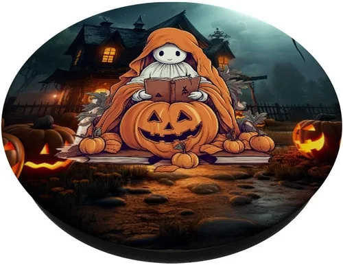 Vista 2 de Libros de lectura de fantasmas, bibliotecario embrujado de casa, PopSockets PopSockets intercambiables PopGrip