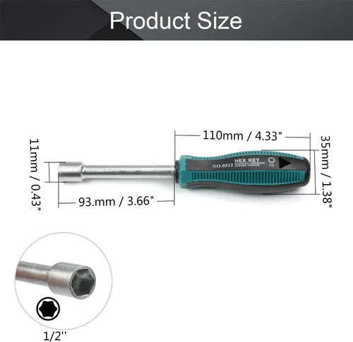 Vista 2 de Utoolmart Destornilladores de tuerca hexagonal de 1/2 pulgada no magnéticos, punta de seis puntos, 2