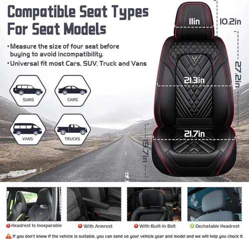 Vista 7 de Fundas de Asiento de Coche para Nissan Murano 2003-2026, Funda de Asiento Completa de Piel Nappa Impermeable, Protector de Asiento Automotriz Negro
