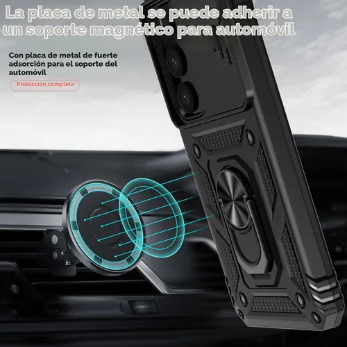 Vista 3 de Funda para Samsung Galaxy S24 con cubierta para lente de cámara, protector de pantalla HD, doble capa de grado militar, probada contra caídas
