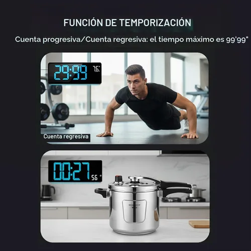 Vista 3 de Reloj de pared digital LED grande de 16.5 pulgadas con brillo automático, retroiluminación RGB, alarma doble, pantalla de temperatura y humedad
