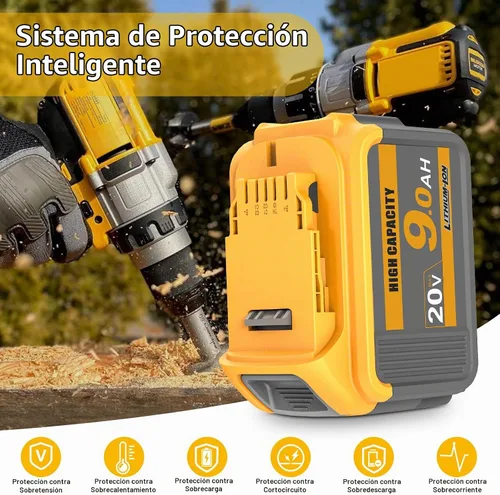 Vista 6 de waitley Batería de repuesto de 20V 9Ah compatible con herramientas Dewalt