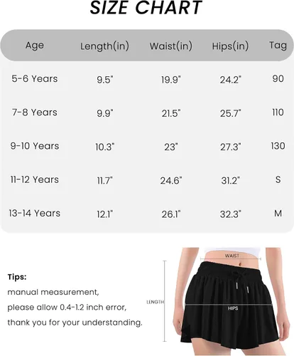 Vista 5 de Auranso Pantalones cortos fluidos con bolsillo 2 en 1 para niñas