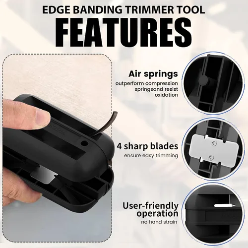 Vista 3 de Recortadora de bordes con cuchillas de carburo de tungsteno, cepilladora manual versátil para carpintería, cortador manual de bandas de bordes