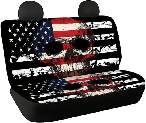 Vista 29 de AFPANQZ Funda protectora para asiento trasero de automóvil, con bandera patriótica estadounidense, solo para asiento trasero de automóvil, camión