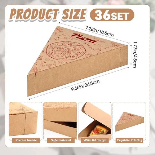 Vista 2 de Teenyyou 36 cajas de pizza desechables individuales para rebanadas de pizza de 9.65 x 7.28 x 1.77 pulgadas, soporte individual para suministros