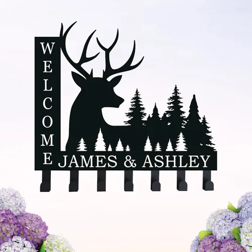 Vista 10 de Soporte personalizado para llaves de pared, ganchos de pared con nombre de familia, organizador de llaves de metal, decoración para colgar llaves