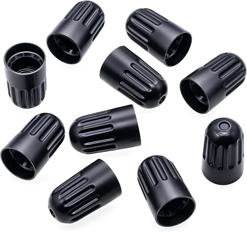 Vista 2 de 10 piezas de tapas de válvula de neumático TPMS con vástago largo, tapas de válvula de rueda de plástico negro para TPMS TR20008, tapas de vástago
