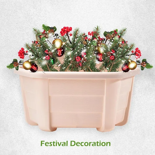 Vista 7 de ORIMERC Macetas de madera imitada de 9.8 pulgadas para plantas de interior, macetas colgantes de pared para interiores y exteriores, maceta vertical