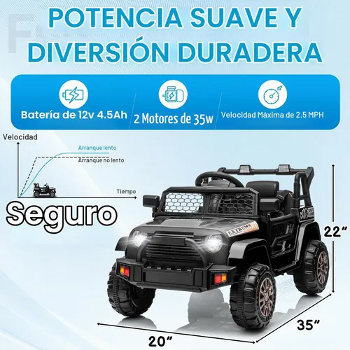 Vista 3 de Winado Coche eléctrico de 12 V para niños, paseo en camión, negro