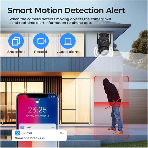 Vista 4 de Cámara de seguridad WiFi de doble lente de doble pantalla EU