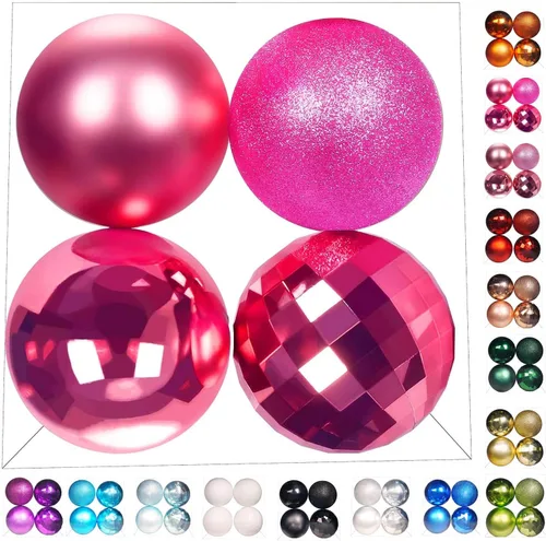 Vista 15 de Emopeak - Juego de 24 esferas navideñas, ornamentos irrompibles, 4 estilos, decoración colgante para árbol de Navidad, boda o fiesta