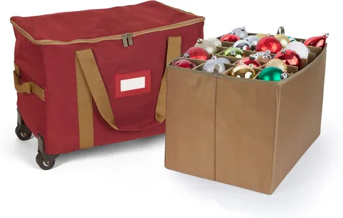 Vista 60 de Covermates Keepsakes Bolsa de almacenamiento ajustable para adornos, con asas de transporte, protección acolchada, ruedas dobles, almacenamiento