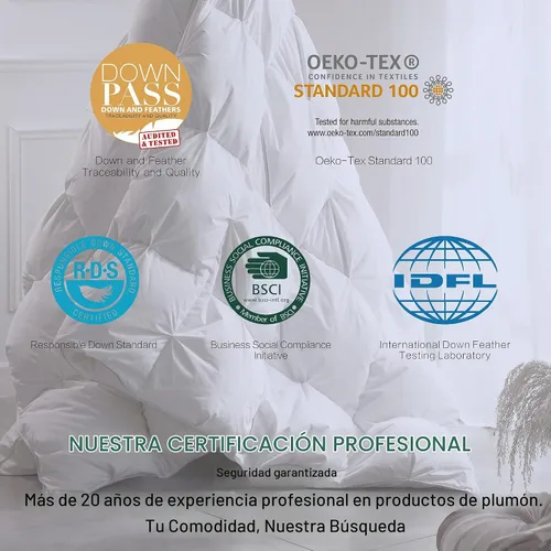 Vista 8 de Alanzimo Edredón de plumas de ganso blanco lujoso para todas las estaciones, inserto de duvet tamaño Queen - Calor medio, ultra suave, potencia