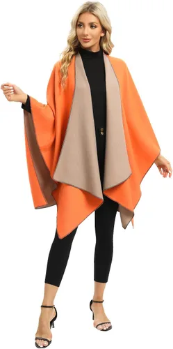 Vista 8 de Femdouce Manta cálida para mujer, ligera, con frente abierto, capa tipo poncho para primavera, otoño e invierno