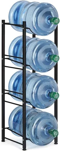 Vista 9 de OYEAL Organizador de almacenamiento de botellas de agua de 5 galones para 3 niveles Negro