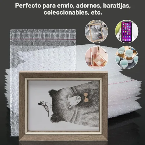Vista 5 de 100 bolsas de burbujas transparentes autosellantes, 5 x 7 pulgadas, bolsas de plástico de burbujas para embalaje, envío, almacenamiento