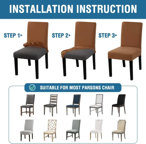 Vista 7 de H.VERSAILTEX Juego de 4 fundas 100% impermeables para sillas de comedor, fundas elásticas para sillas de comedor, fundas protectoras para sillas