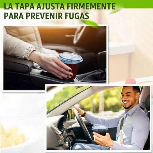 Vista 5 de 100 juegos de vasos desechables sin tallo con tapas sin pajita, vasos de plástico PET, vasos de café transparentes para café helado, batidos Azul