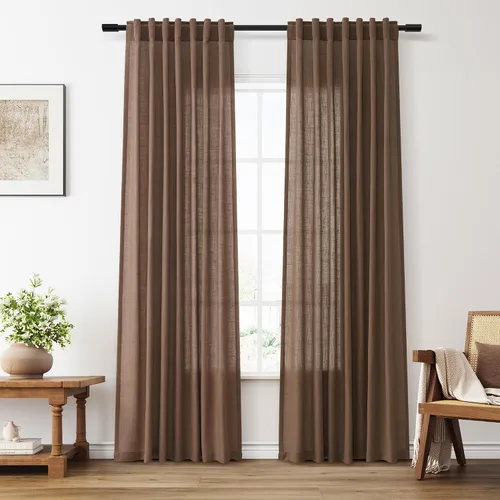 Vista 63 de Aersas Aqua Green Linen Curtains 84 Inches Long 2 Panels Set Back Tab Rod Pocket Living Room Curtain Farmhouse Rustic Light Filtering Hook Drapes