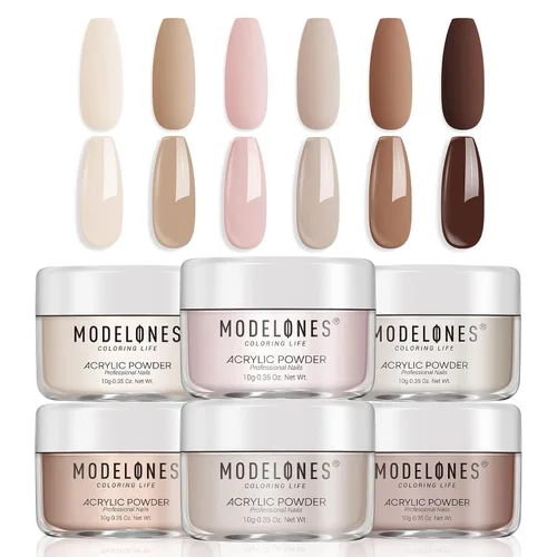 Vista 9 de Modelones Polvo acrílico rosa de 6 colores, kit de polvo de uñas acrílico neón con purpurina de verano, polvo de uñas acrílico para el día de San