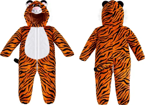 Vista 4 de Spooktacular Creations Unisex Baby Tiger Romper, Animal Costume One-piece Pajama, Zip-up Romper