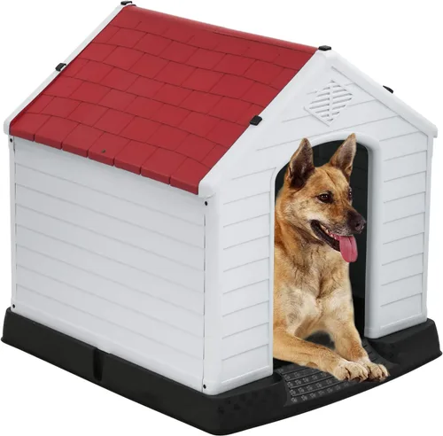 Vista 15 de FDW Casa para Perros Interior Exterior Durable Ventilada Impermeable para Mascotas de Plástico para Perros Pequeños Medianos y Grandes Refugio