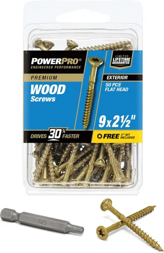 Vista 19 de Power Pro Tornillos de madera para exteriores de alta calidad, tornillos de cubierta multiusos #8 x 1-1/4 pulgadas para proyectos al aire libre