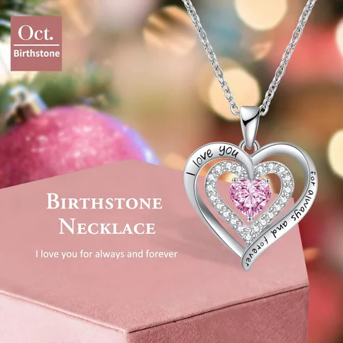 Vista 3 de Birthstone Jewelry Necklace for Women on Birthday Anniversary Presents for Wife Women Necklaces for Valentine's Day, Christmas, Mother's Day